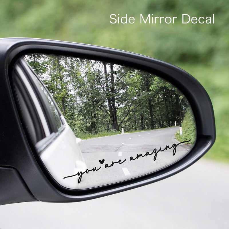 CYLDGNS 3 x Car Rear Mirror Vinyl Decal Stickers Water Bottle Decor Cute Laptop Sticker Aesthetic Tumbler Positive Affirmation Decal Car Rearview for Women Gift for Her (Black, You are Amazing) - Image 3